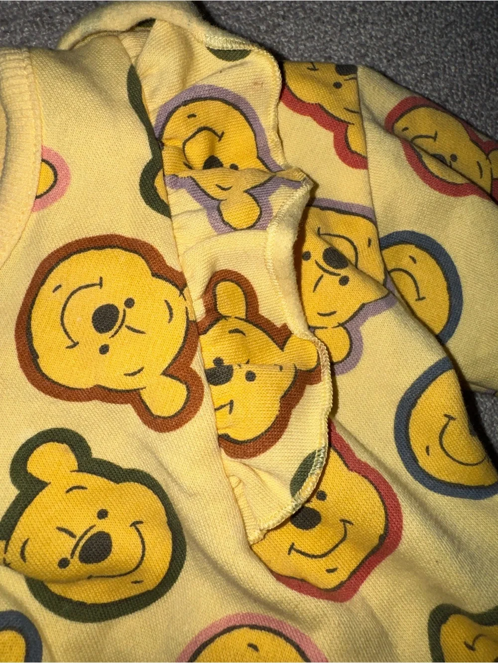 Disney Yellow Winnie the Pooh Face Print Pajama Top